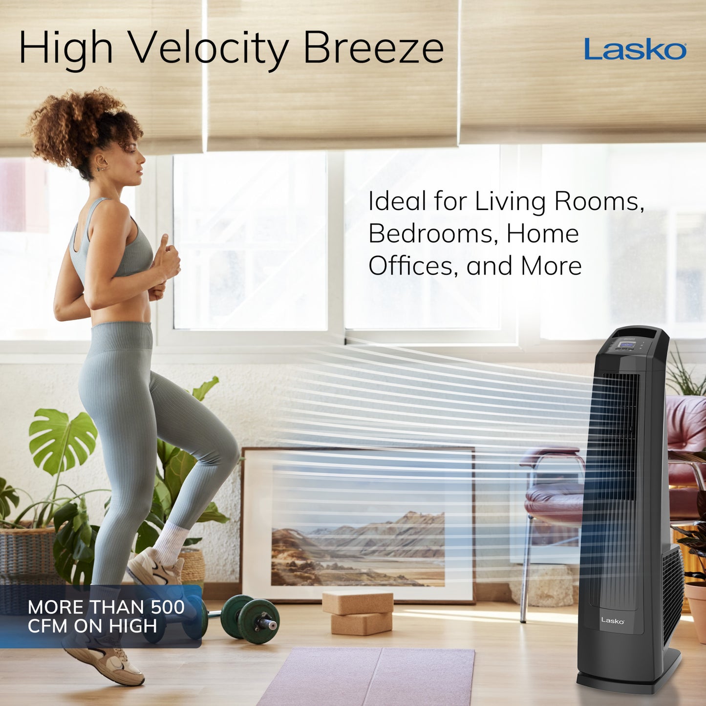 Lasko Oscillating High Velocity Fan with Remote Control, U35122, Black