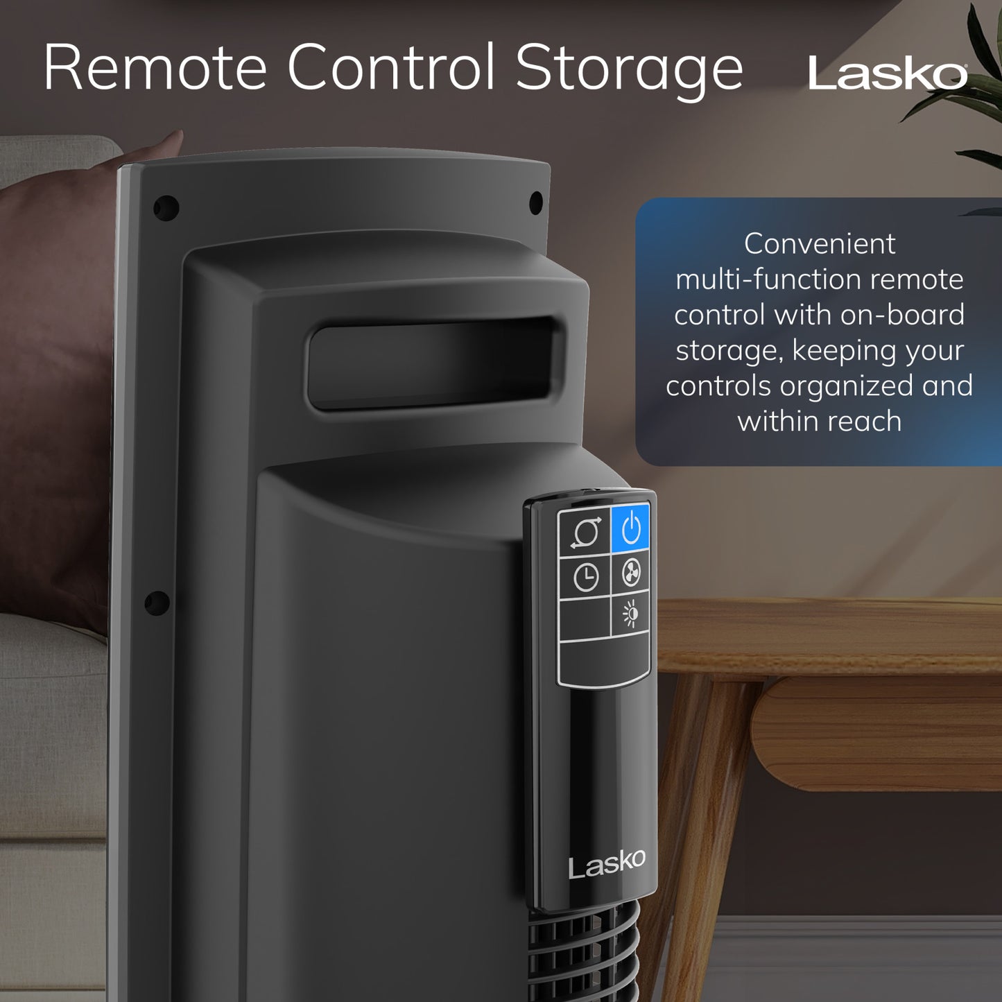 Lasko Wind Tower® Fan with Nighttime Mode and Remote, T36510, Black