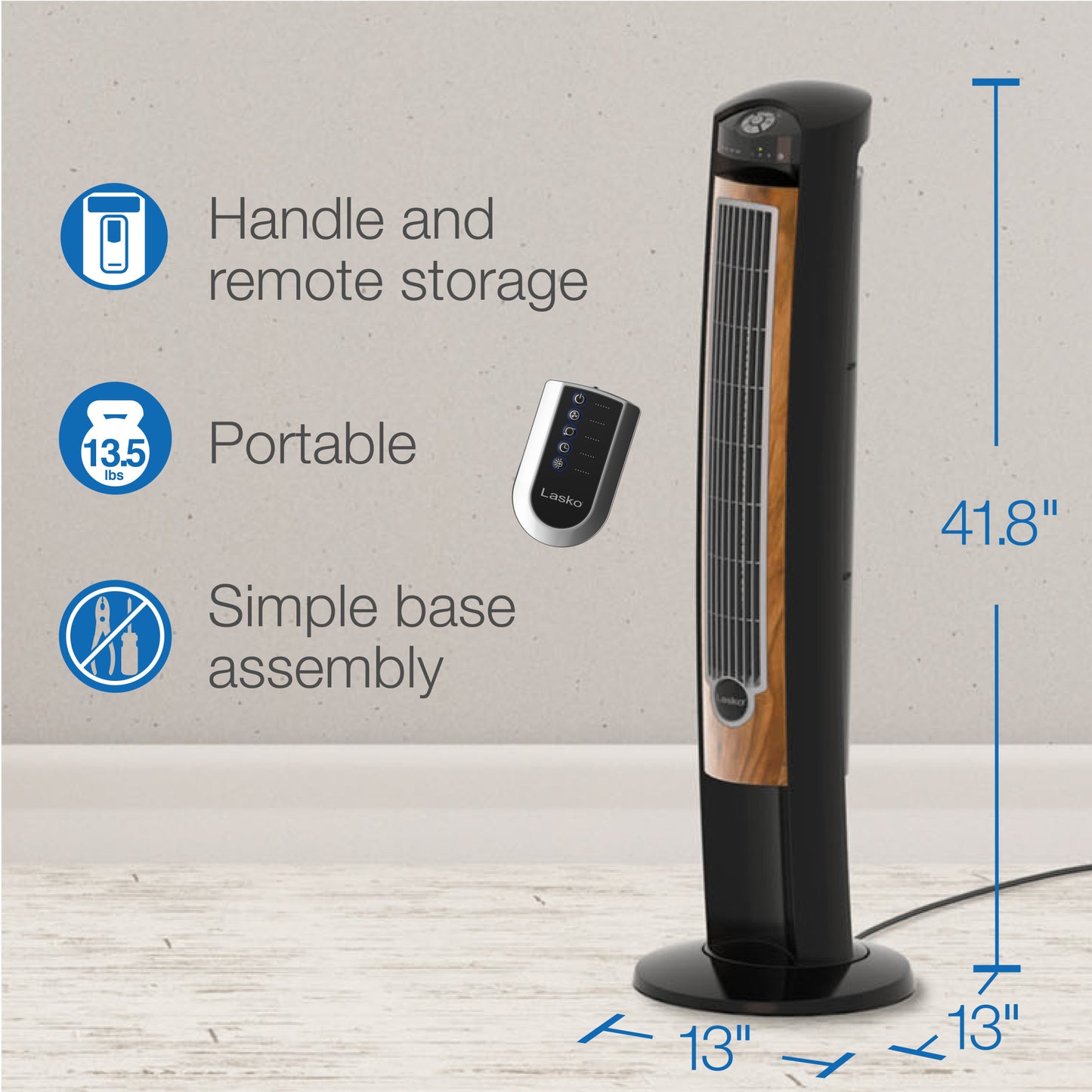 Lasko T42050 42" Wind Curve® Tower Fan with Sleep Mode and Remote Control