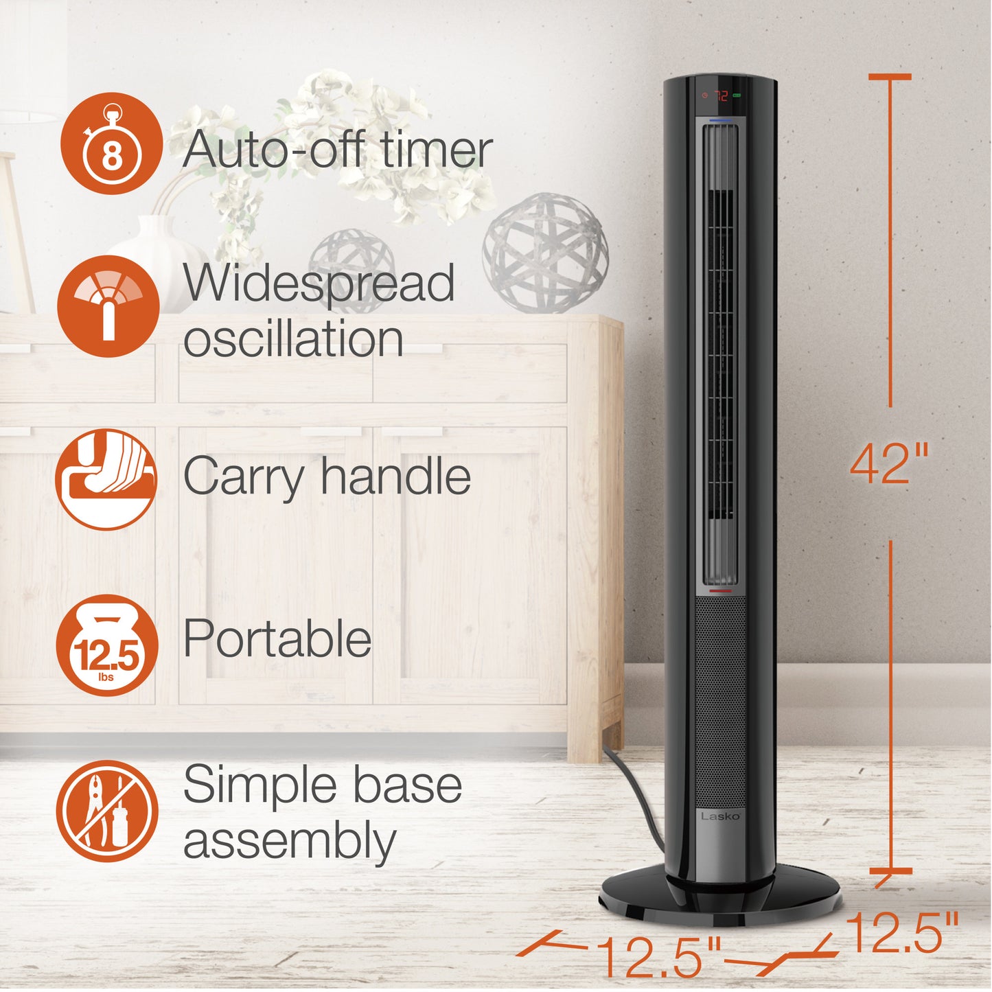 Lasko All Season Comfort Control Tower Fan and Space Heater with Remote Control, FH620, Black