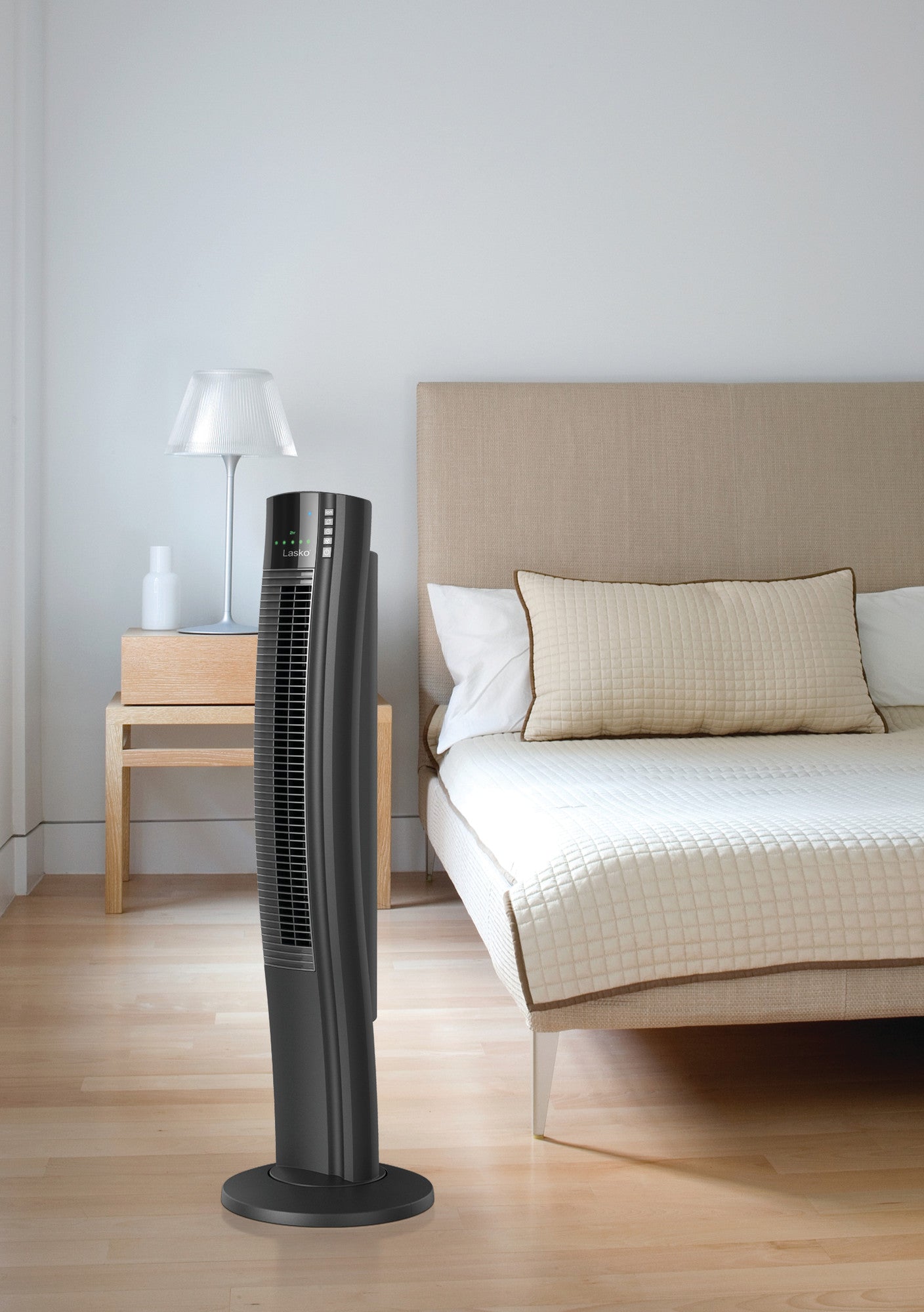 Lasko Wind Curve with Ionizer 5-Speed Tower Fan with Remote Control, T42915, Black