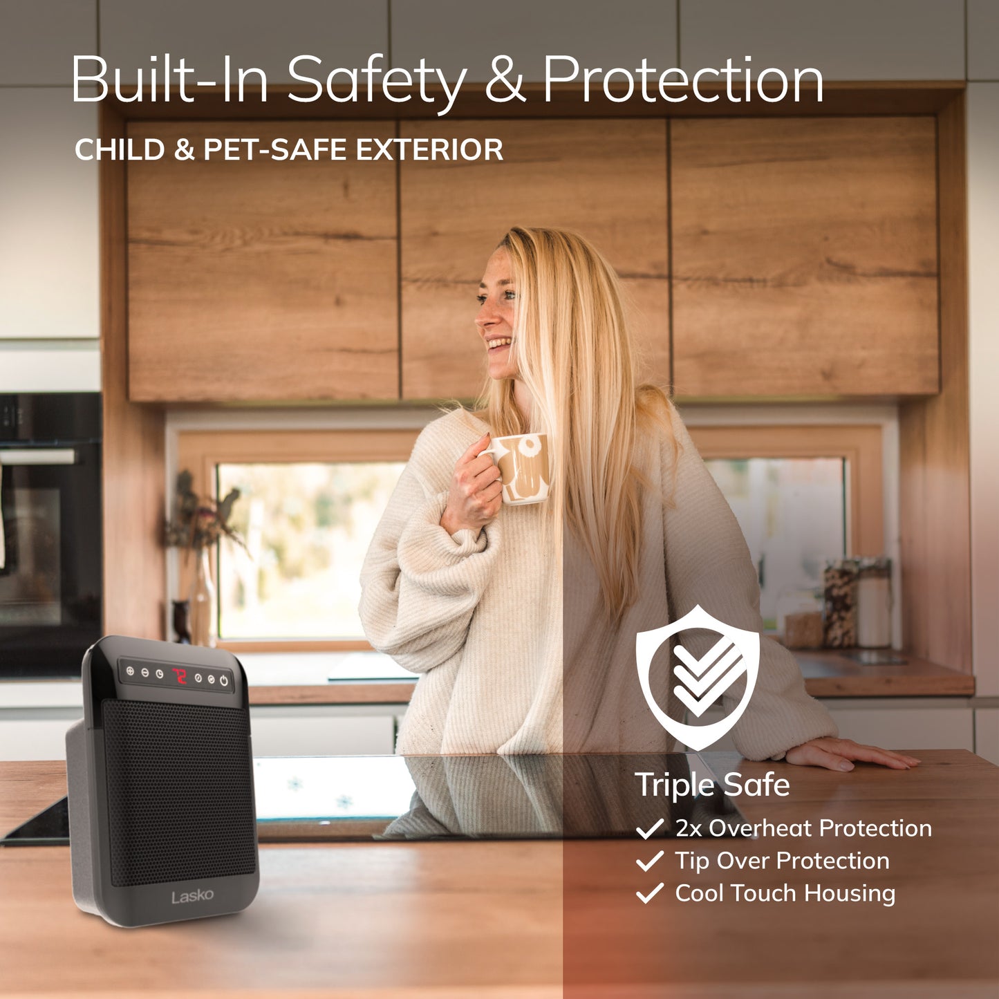 Lasko CD09101 MyHeat Max Digital Personal Ceramic Space Heater with Tip Switch, Black