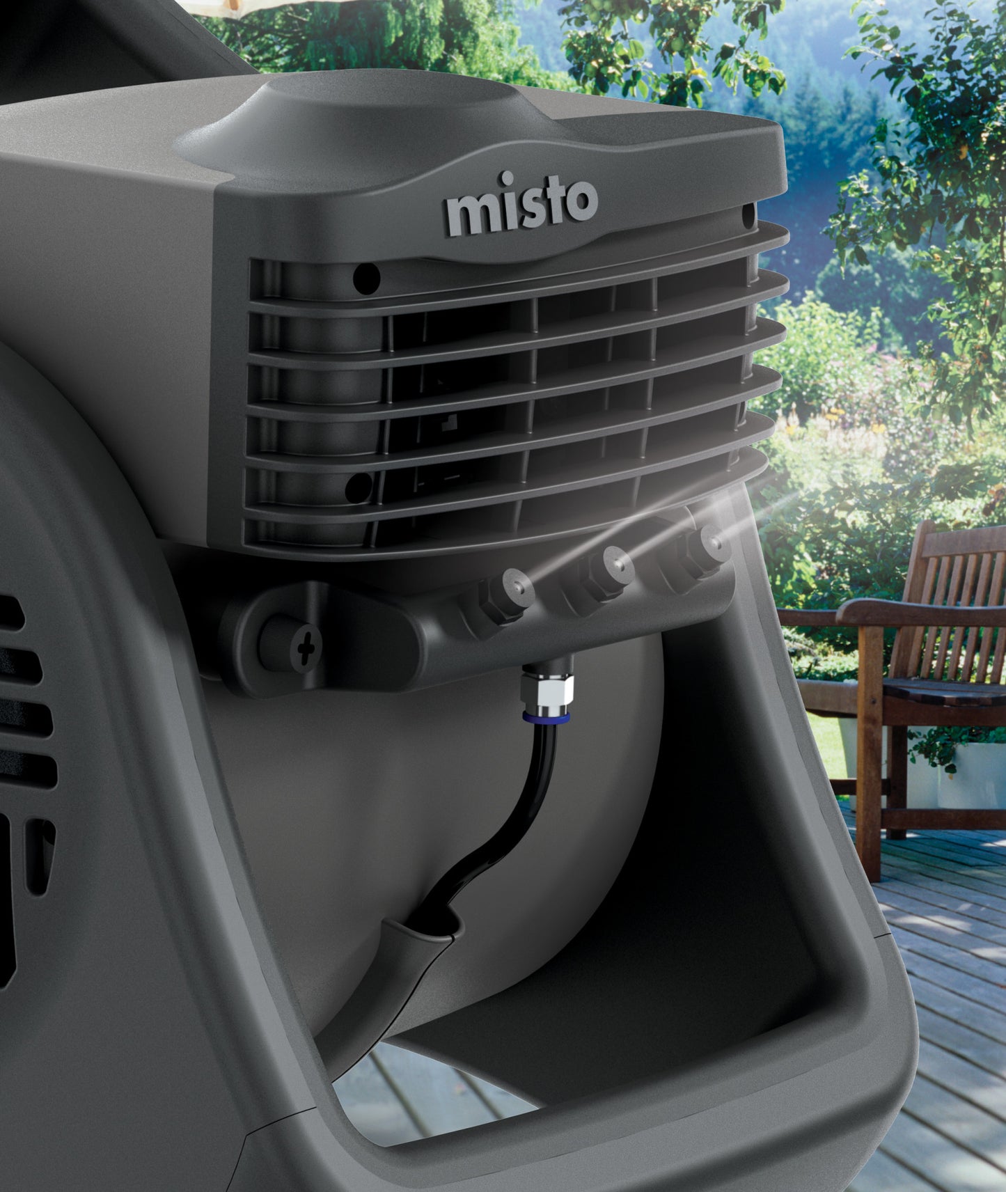 Lasko 15" Pivoting Misto Outdoor Misting Fan with GFCI Cord and 3 Speeds, 7050, Black