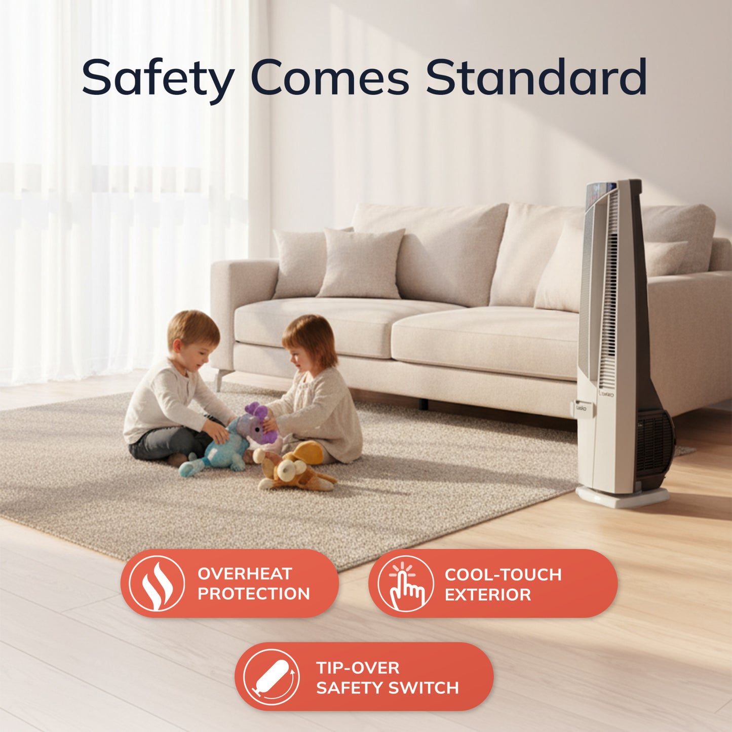 Lasko All Season High Velocity Hybrid Tower Fan and Space Heater in One with Remote Control, FHV820, White