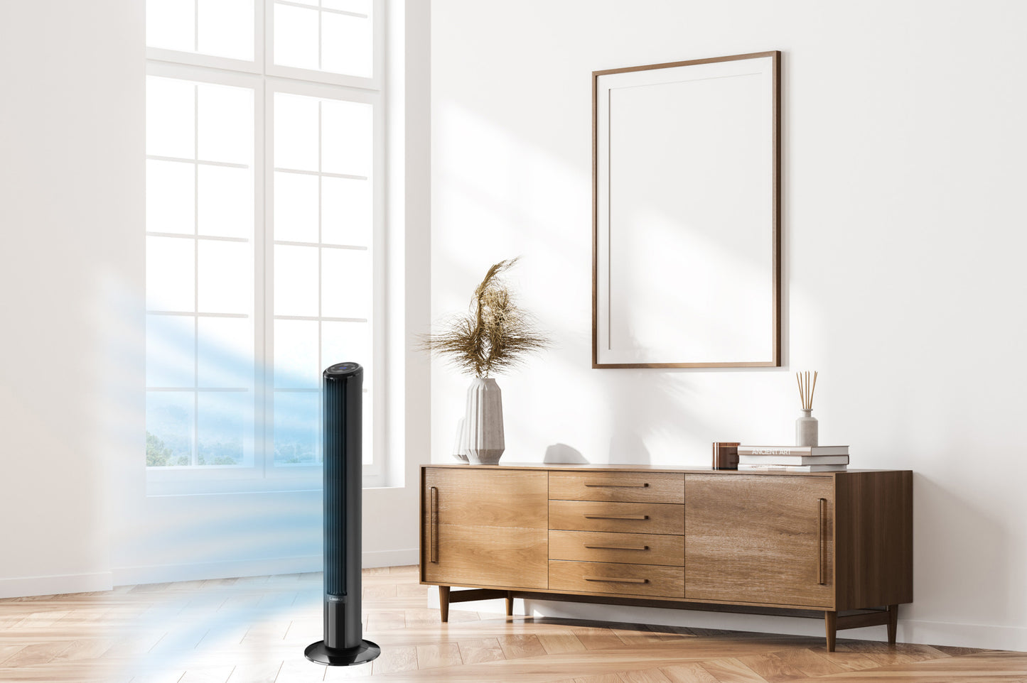 Lasko T42215 SlimForce 42" 4-Speed Oscillating Tower Fan with Remote Control, Black