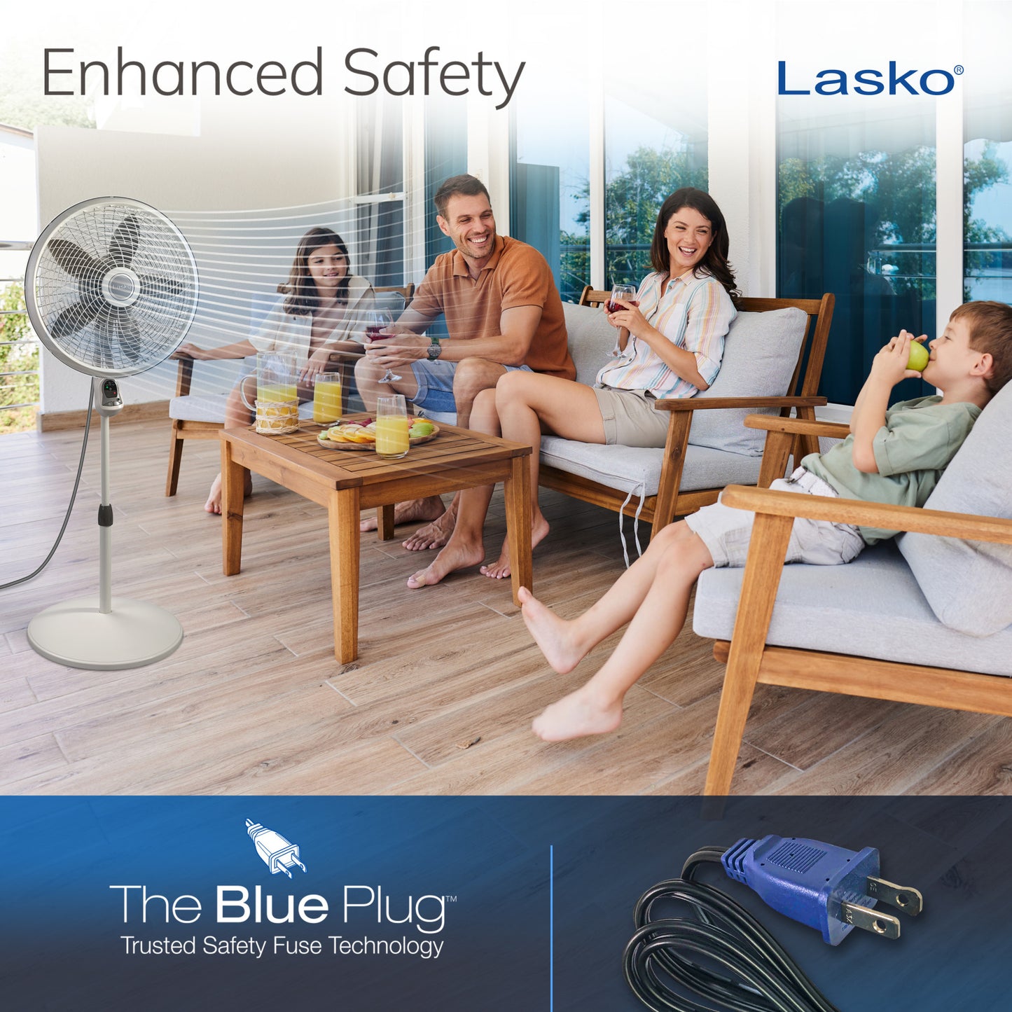 Lasko 18" Cyclone 3- Speed Pedestal Fan with Remote, 1885, White