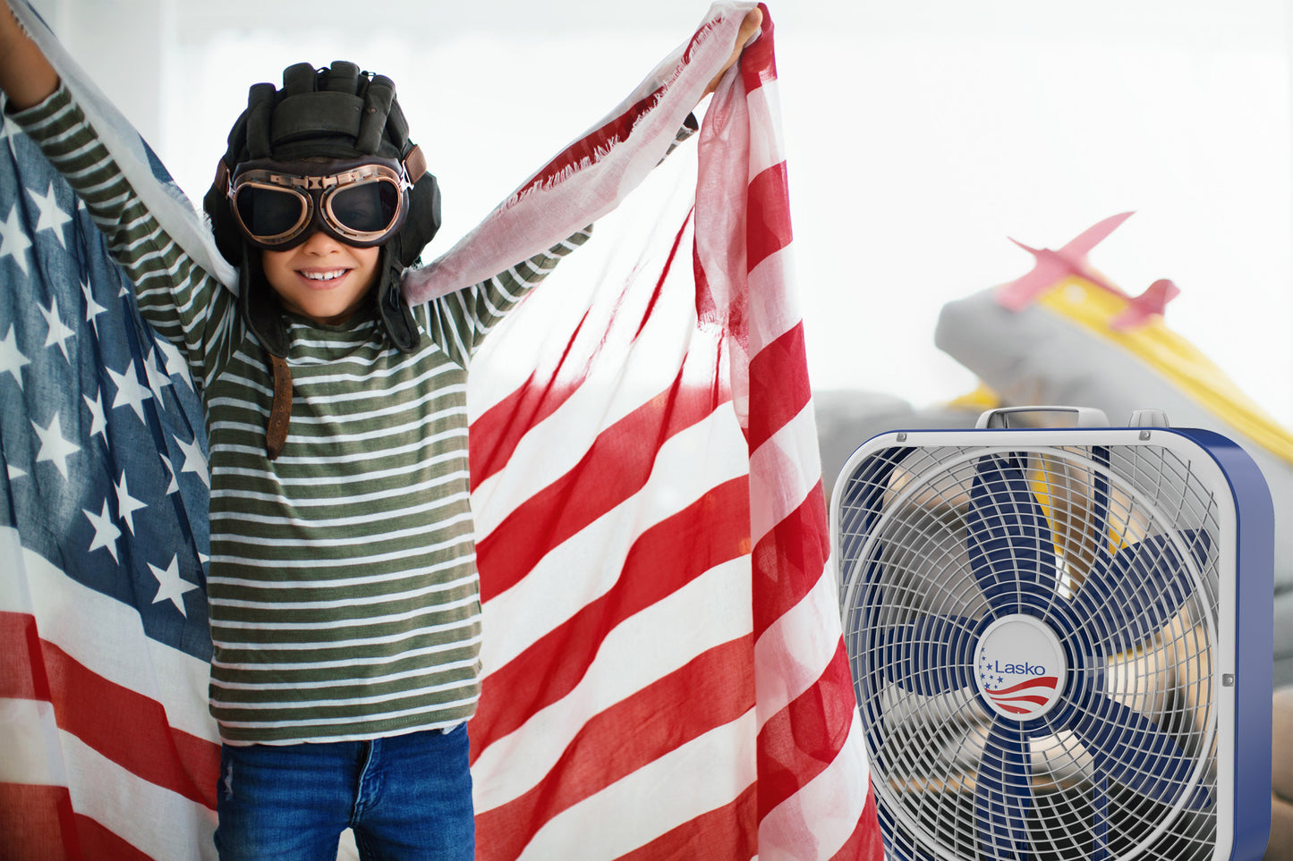 Lasko Limited Edition 20” Box Fan with 3 Speeds, B20610, Red, White & Blue