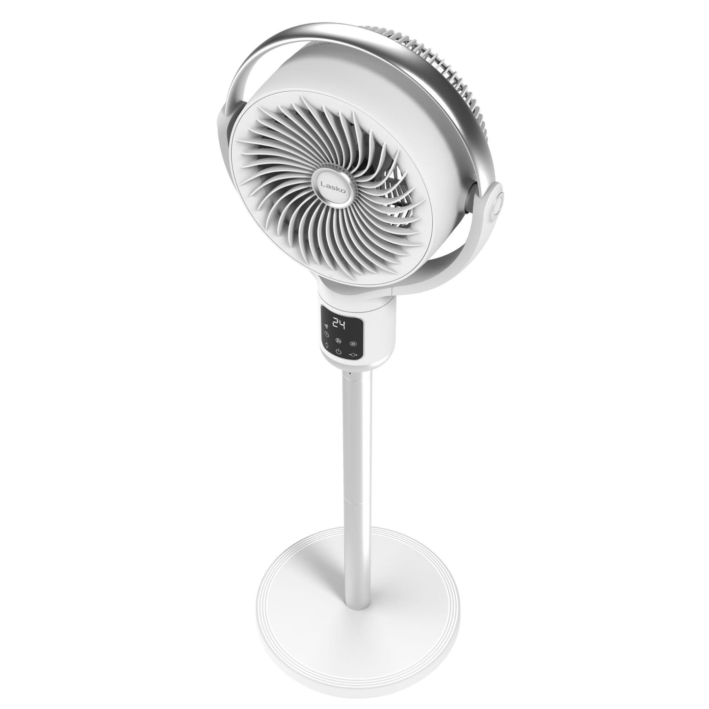Lasko WhisperForce™ 24-speed DC Motor Pedestal Fan with Remote & Timer (white, model APDC301)