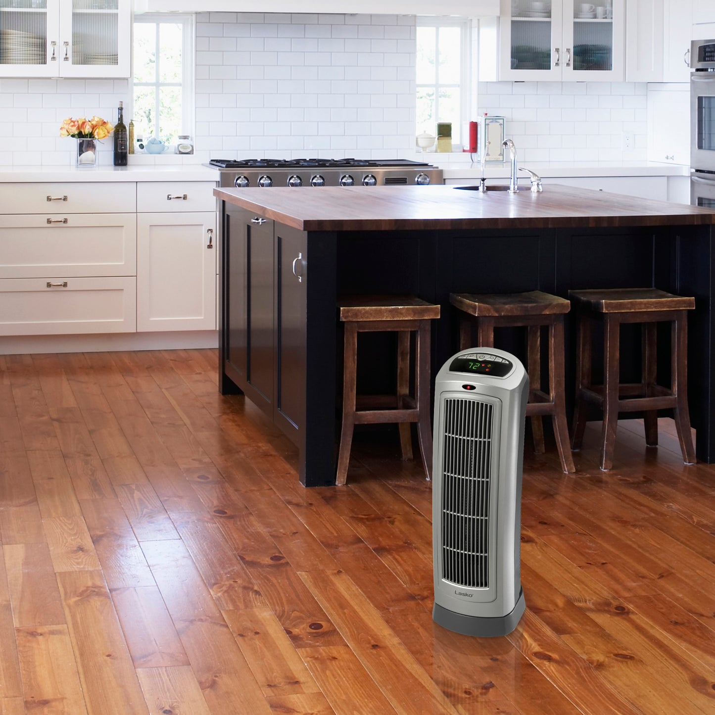 Lasko 1500W Digital Ceramic Space Heater with Remote, 755320, Silver