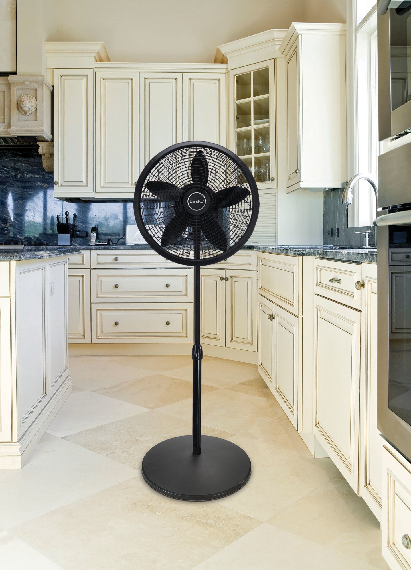 Lasko 18" Oscillating Pedestal Fan with 3 Quiet Speeds, 1827, Black