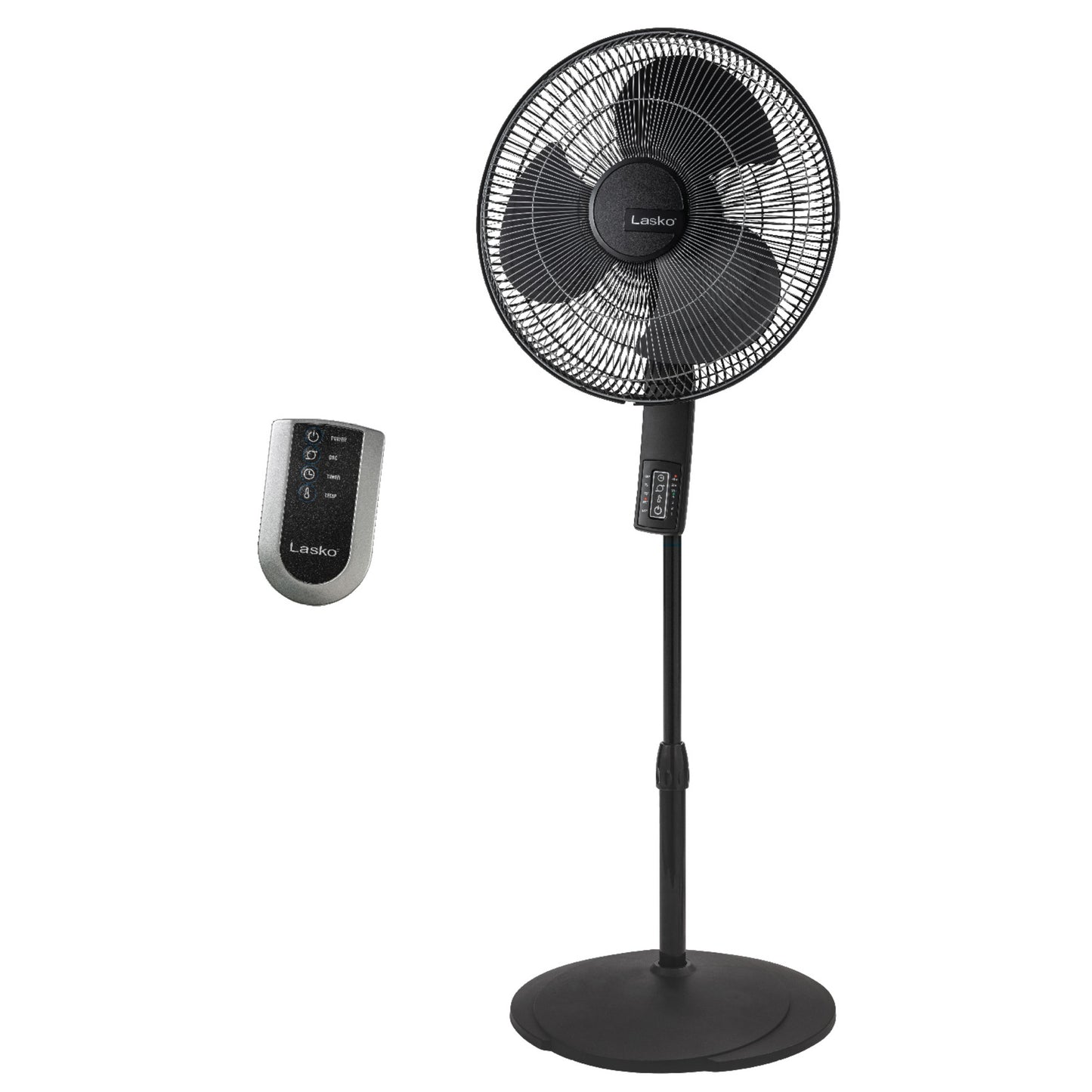 Lasko S16612 16" 4-Speed Oscillating Pedestal Fan with Remote Control: black