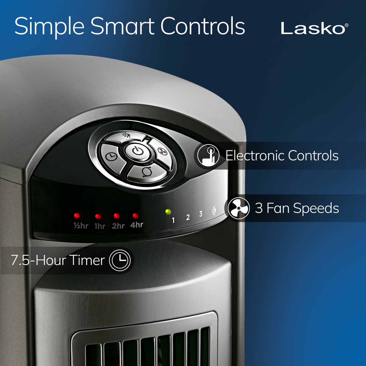 Lasko 42" Wind Curve Oscillating Tower Fan with Nighttime Setting and Remote, T42951, Silver