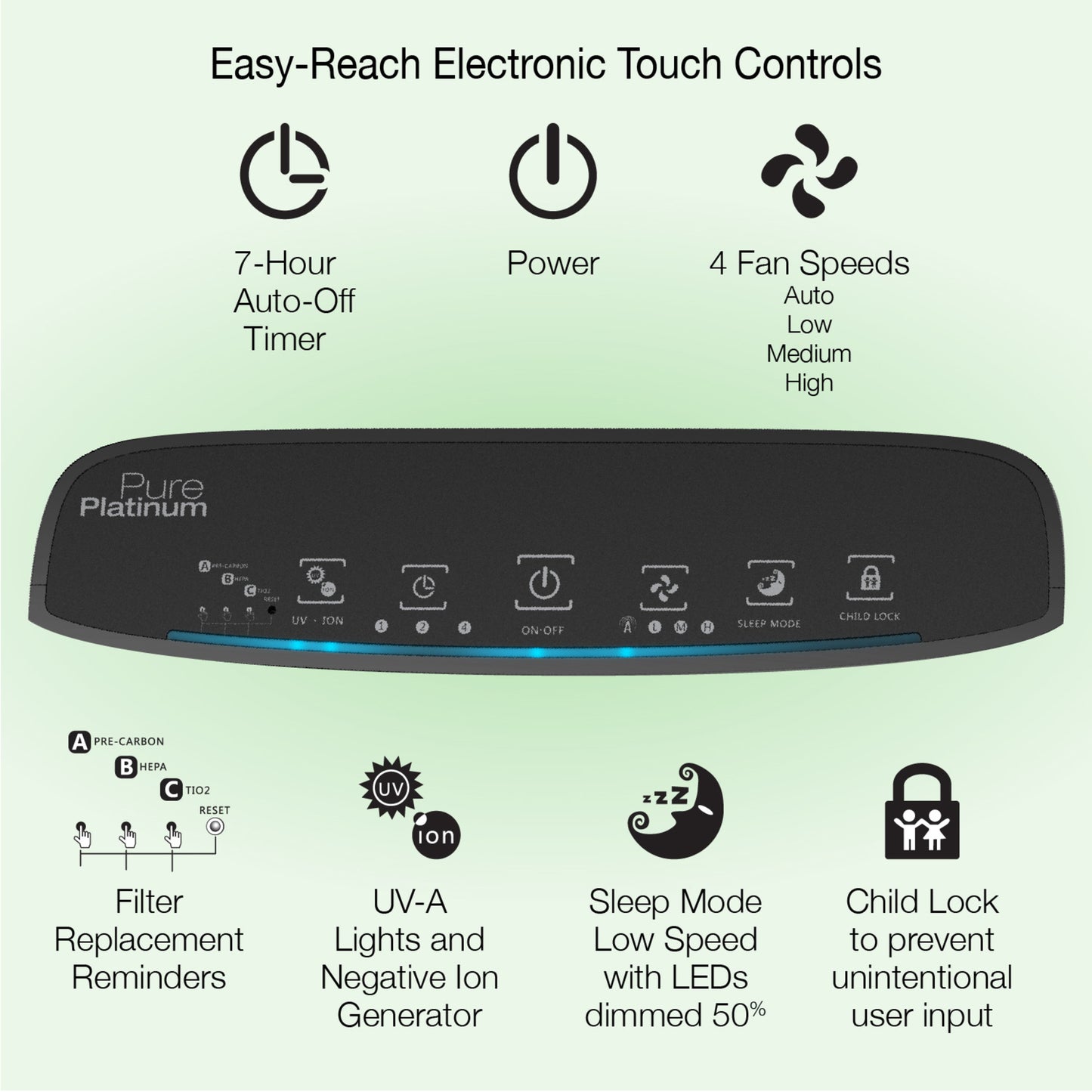 Lasko Pure Platinum Air Purifier with HEPA-Type Filtration, HF25630, Black