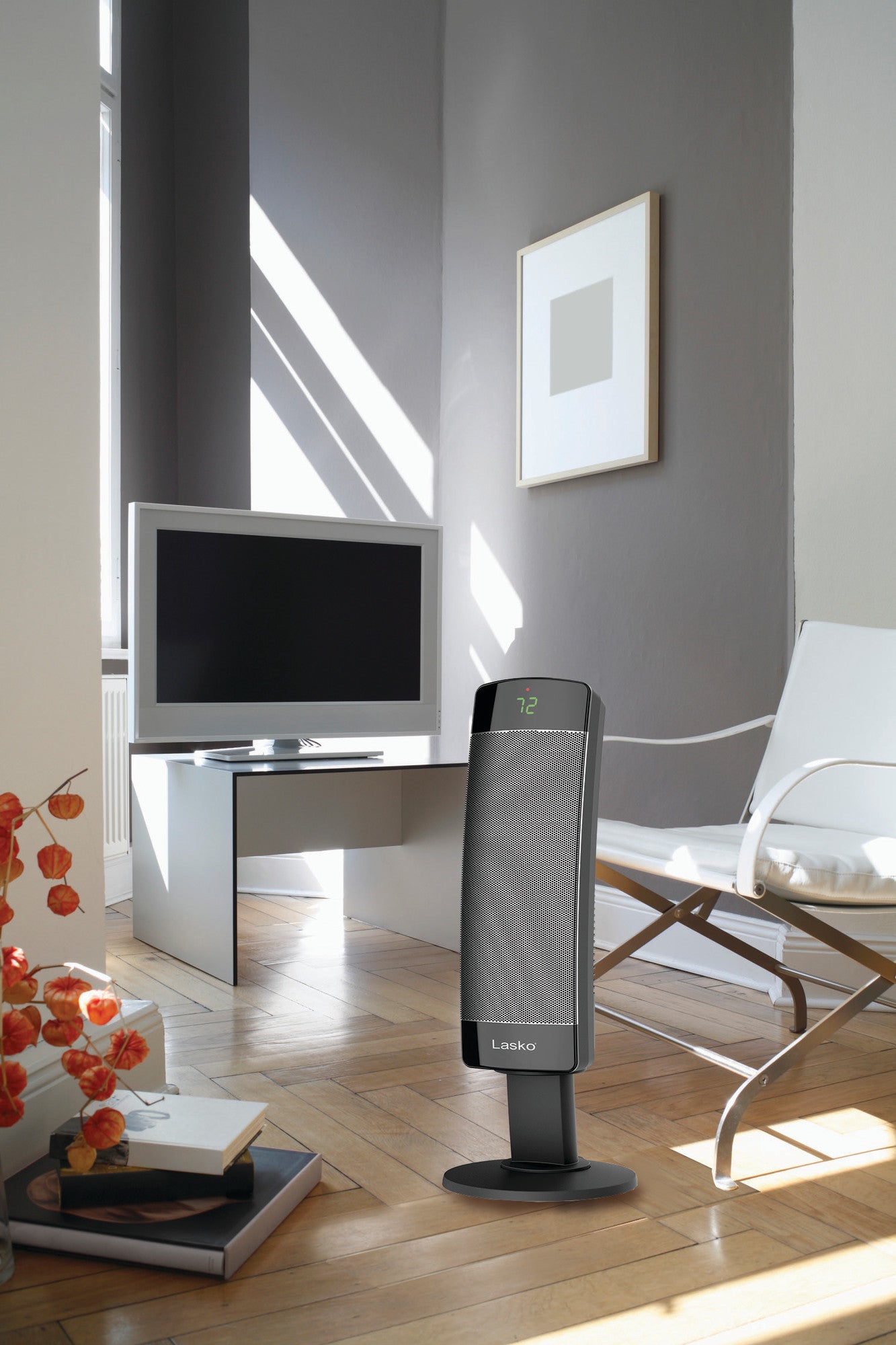 Lasko 1500W Ceramic Pedestal Space Heater with Remote, CS27600, Black