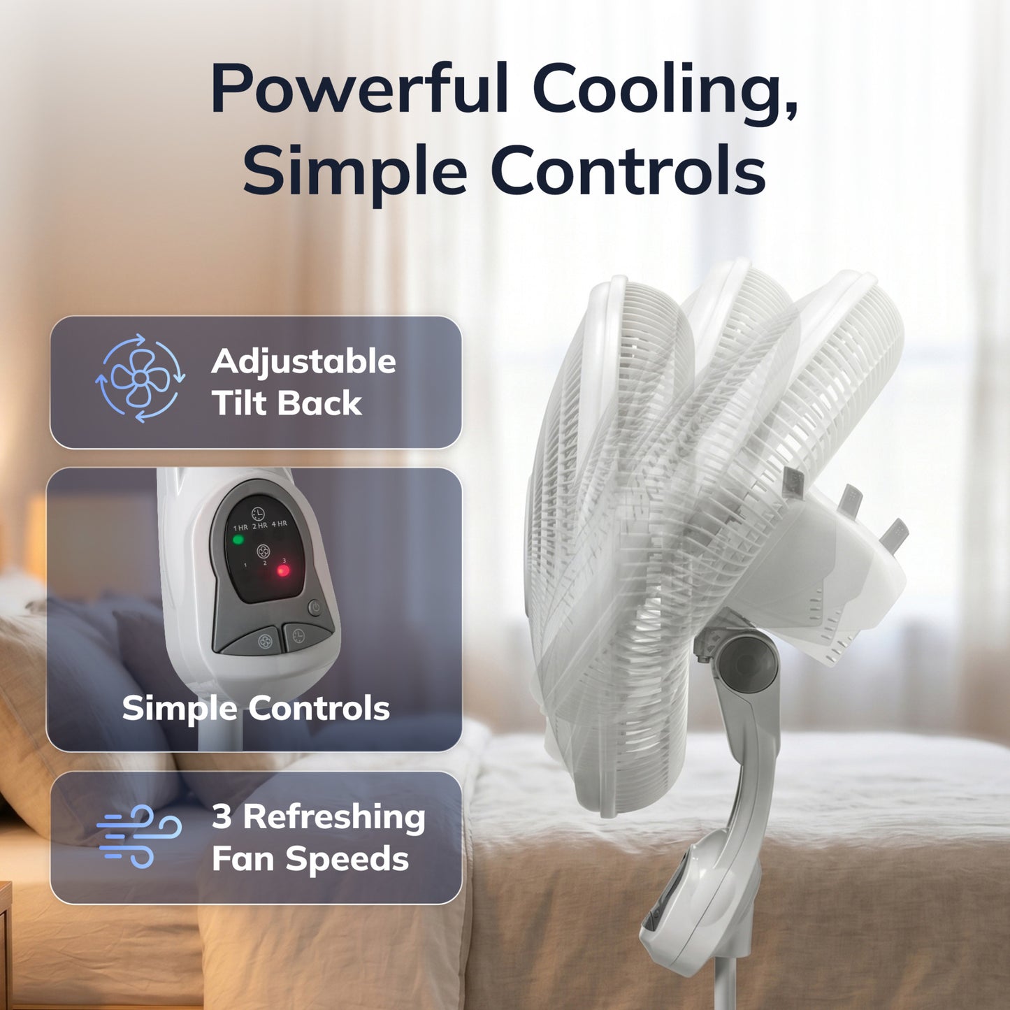 Lasko 16" Pedestal Fan: Oscillating, 3-Speed, Remote, Timer, White