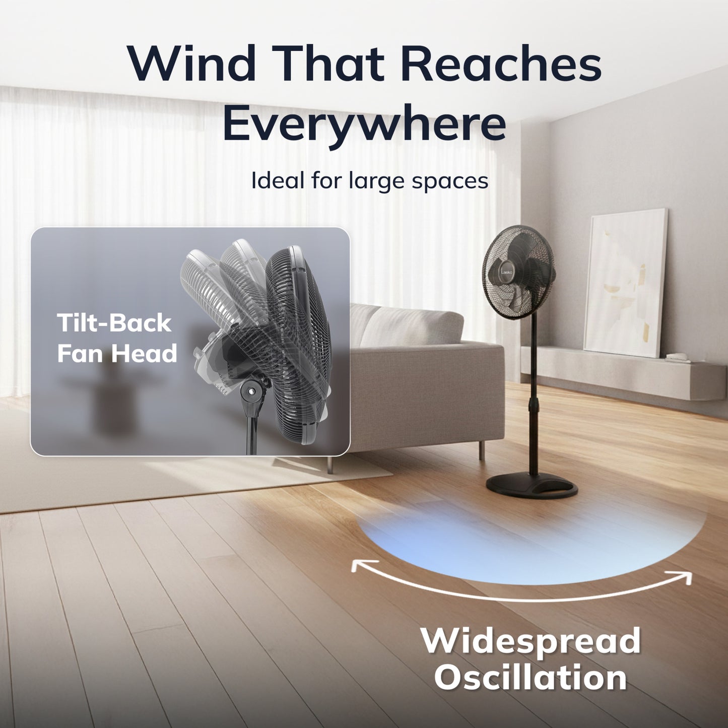 Lasko 16" Pedestal Fan (3-speed, manual, black)
