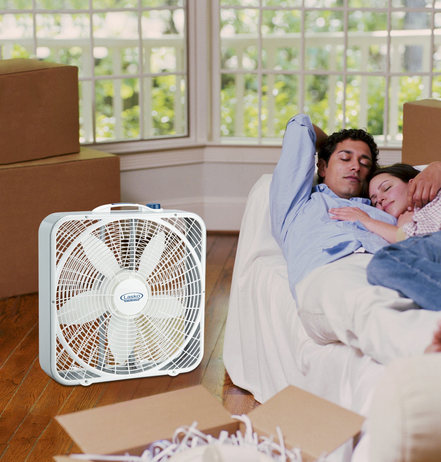 Lasko 20" Weather-Shield Performance Box Fan with High Performance Grill and 3 Speeds, 3720, White