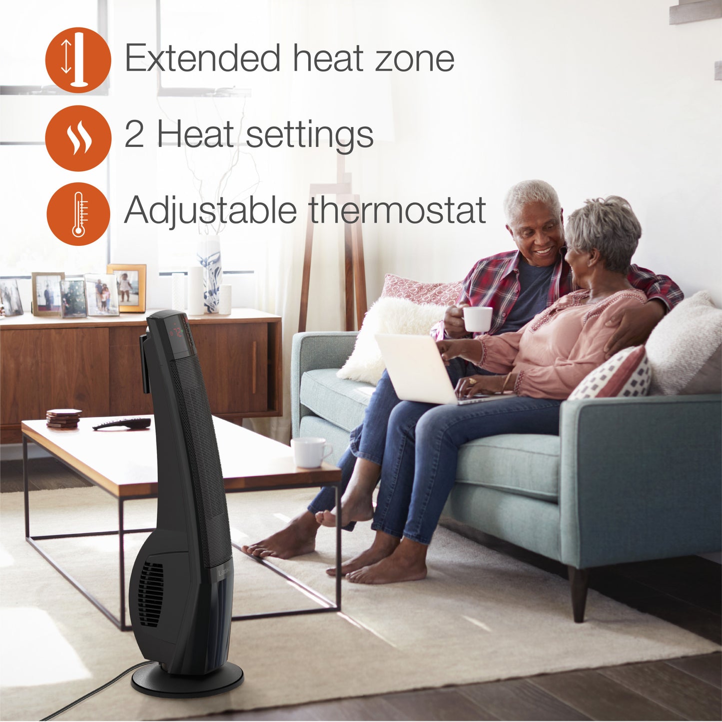 Lasko 1500W Ceramic Tower Space Heater with Remote, CT30796, Black