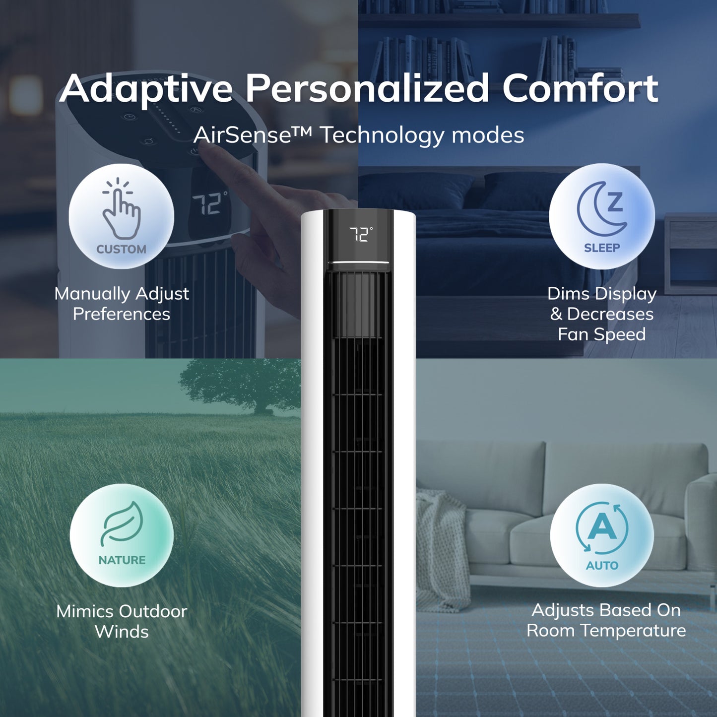 Lasko TDC402 WhisperForce™ DC 40" Tower Fan (12-speed, remote, white)