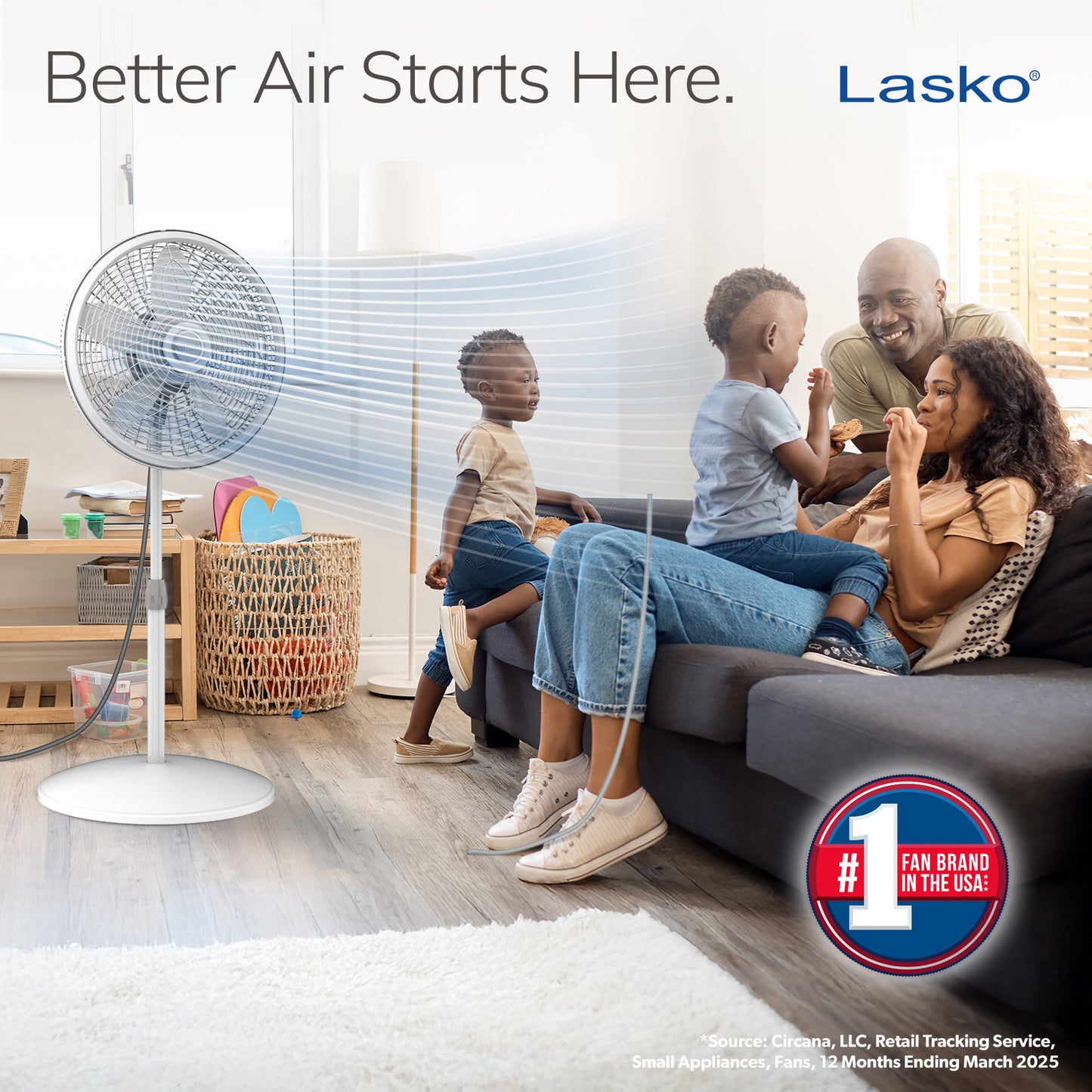 Lasko 18" Oscillating 3-Speed Elegance & Performance Pedestal Fan, 1820, White