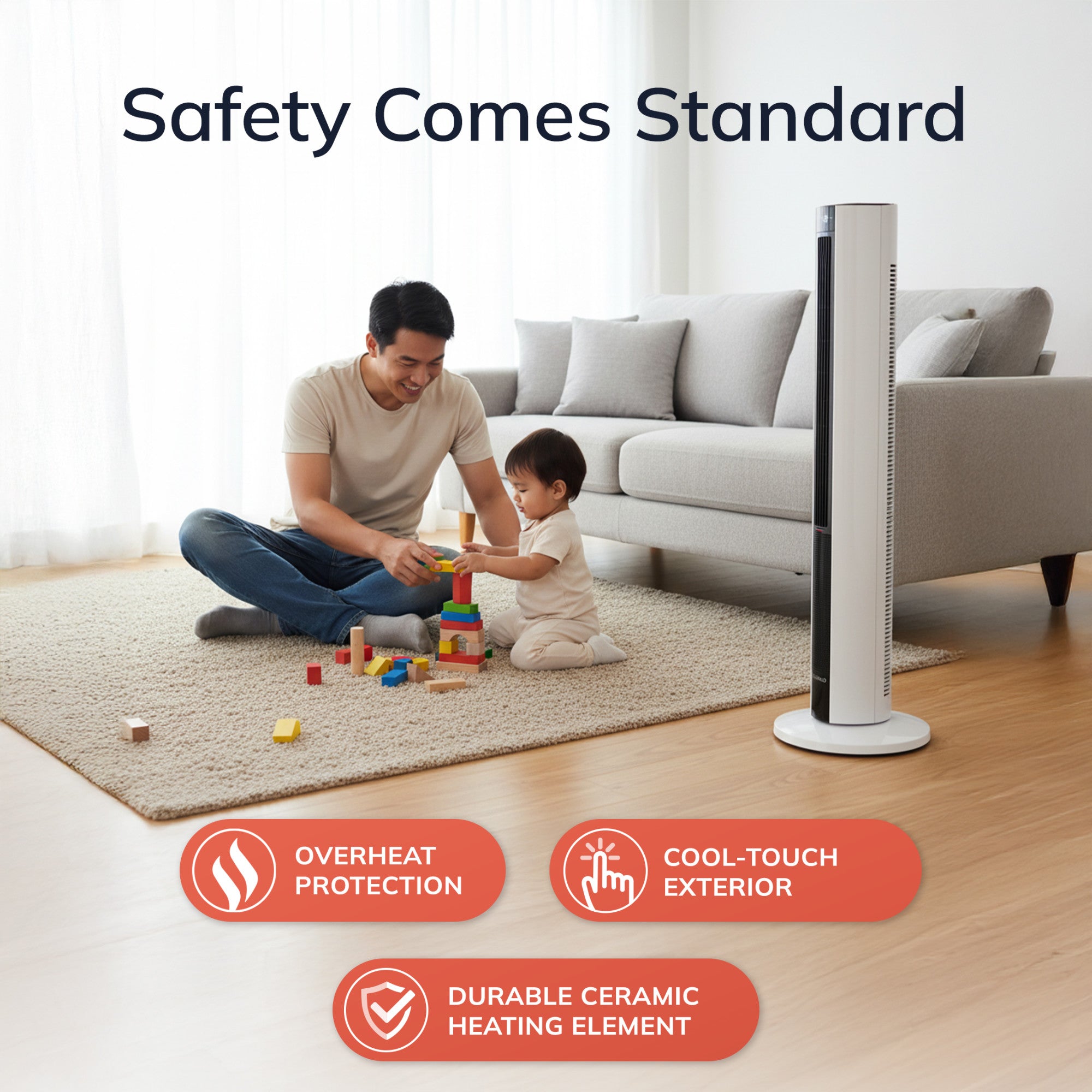 Lasko 1500W Electric All Season Tower Fan & Space Heater with