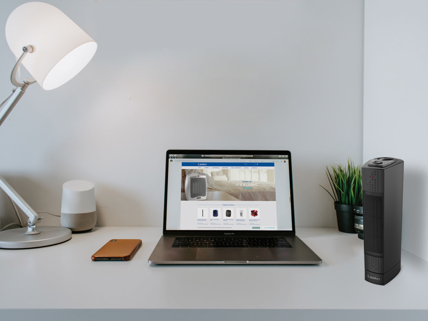 Lasko 1500W Ultra Slim Desktop Ceramic Tower Space Heater, CT14107, Black