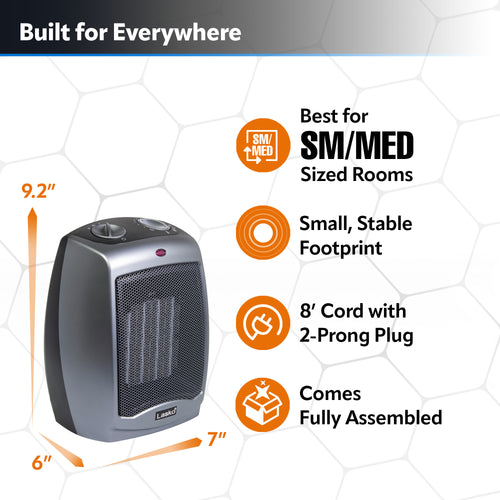 Chauffage d'appoint électrique portable avec thermostat, ventilateur de  chauffage en céramique sûr et silencieux de 1500w / 750w, chauffe jusqu'à  200 carrés