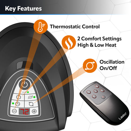 Lasko 1500W Oscillating Ceramic Tower Heater with Remote Control