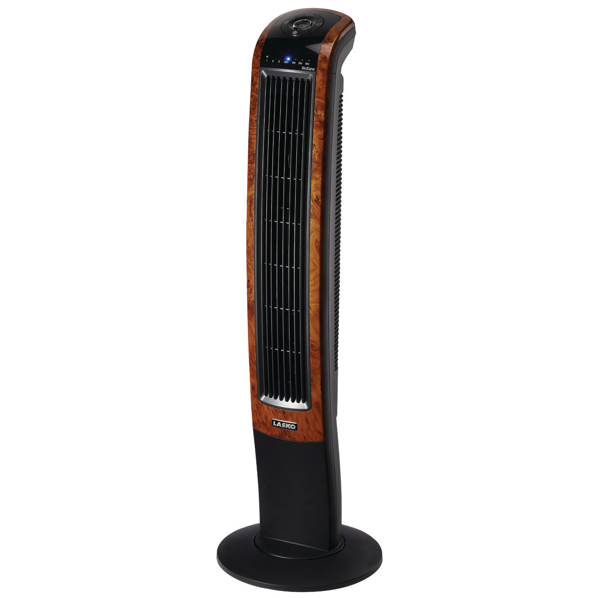 Lasko 42" Oscillating Wind Curve Tower Fan with Remote Control, T42900, Black/Wood Grain